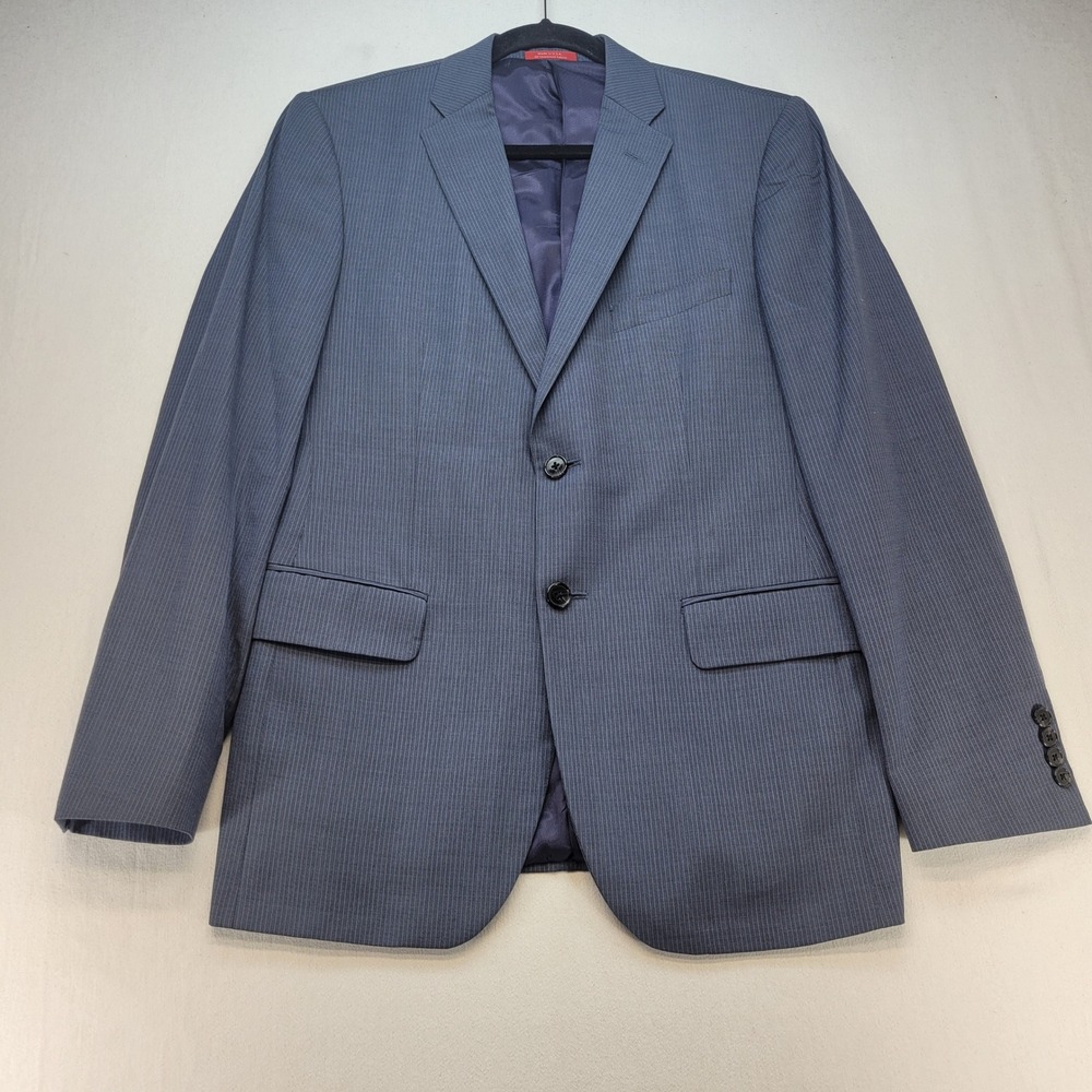 Saks Fifth Avenue RED Zegna Blazer Mens 40R Blue Pinstripe Wool Sport Coat
